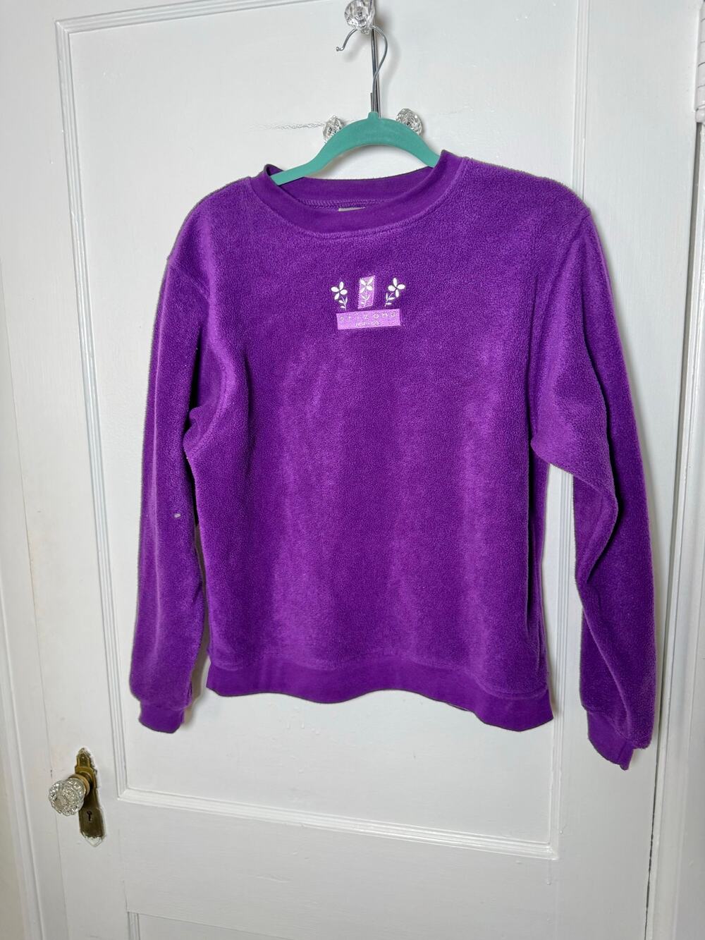 Vintage 90s Arizona Purple Fleece Embroidered Crewneck Girl's Sweatshirt XL
